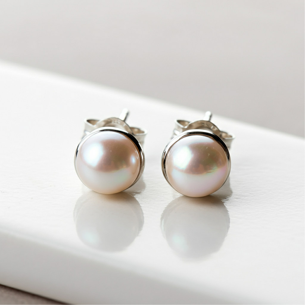 Aros Stud Perla Clásica